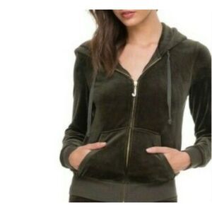 Juicy Couture Black Velour Westwood Jacket Full Zip Gold "J" Pull Size Medium